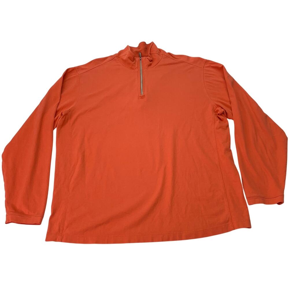 Tommy Bahama Mens Sz XXL Orange 1/4 Zip Long Sleeve Sweatshirt Super Soft Preppy